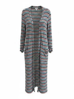 Peyton Jensen striped duster cardigan open front size L